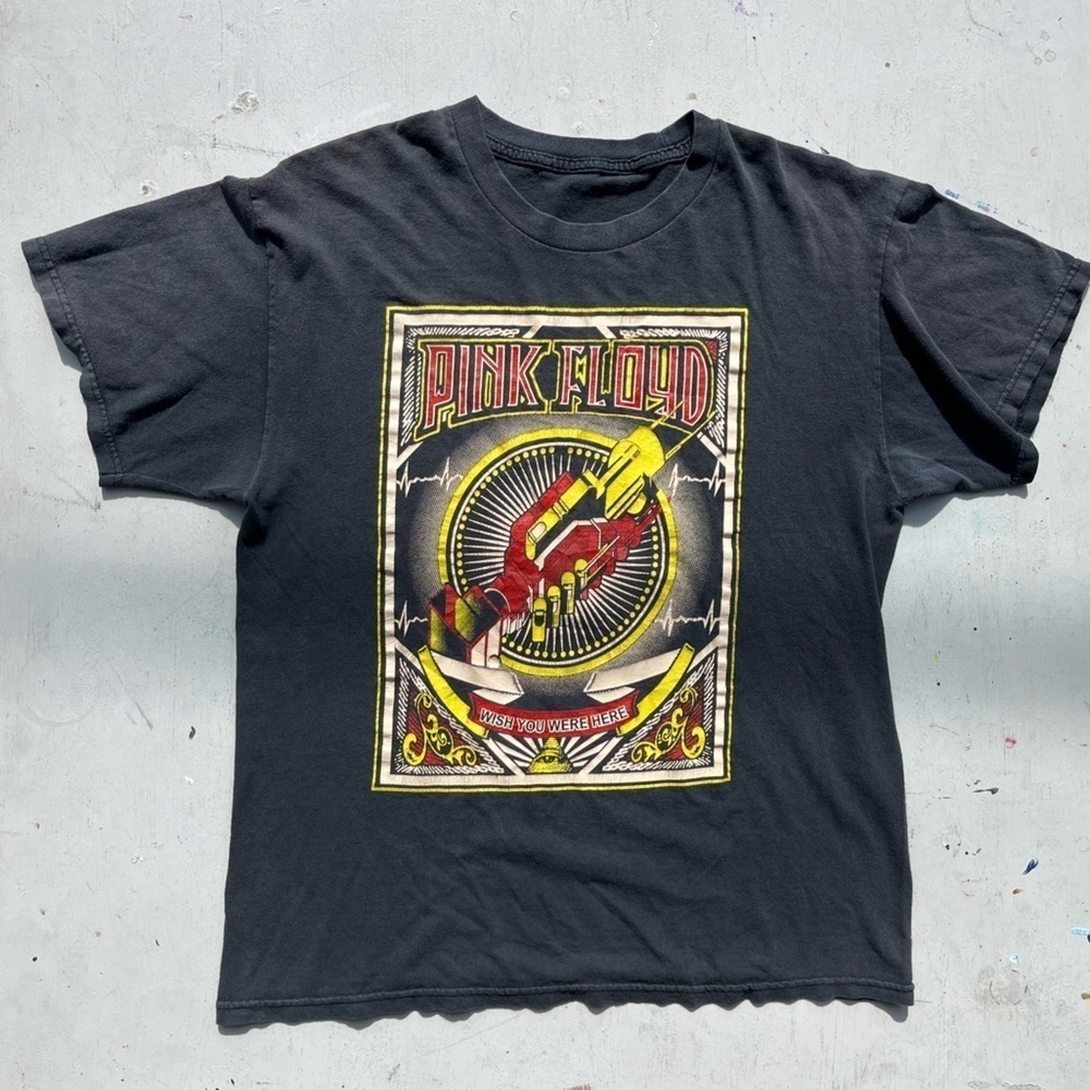 Men's Pink Floyd T-Shirt Black Wish You Were Here NO TAGS 70s Rock Psych Wall UK